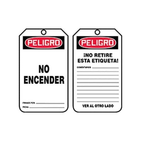 Accuform Spanish Safety Tags, DANGER DO NOT START, 5.75in x 3.25in, HS-Laminate, 25PK SHMDT190LTP